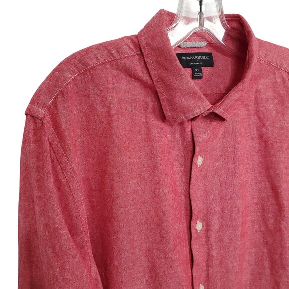 Banana Republic Mens XL Shirt Linen Slim Fit Button Up Lightweight Casual Wear - Picture 7 of 9